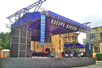 Super Stage Rental with Banners and Banner Bars